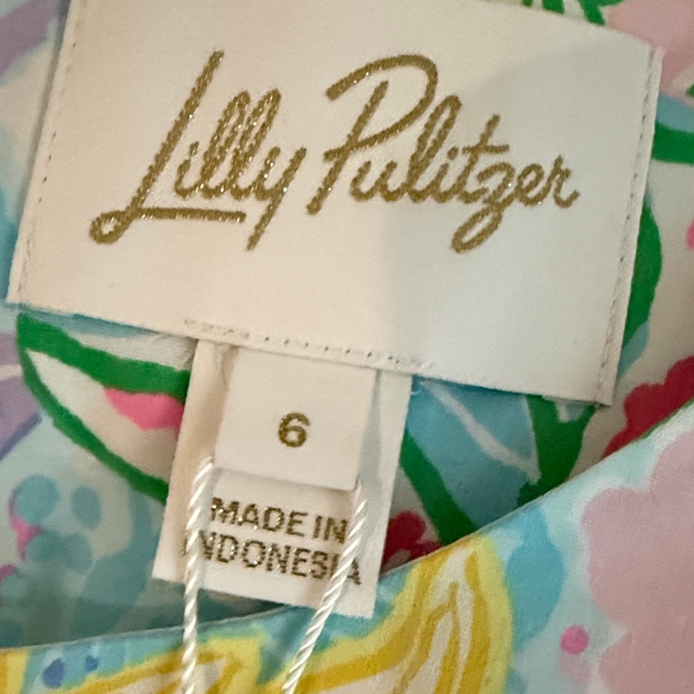 Lilly Pulitzer Multicolor Floral Shift Dress with White Panels - Picture 3 of 6